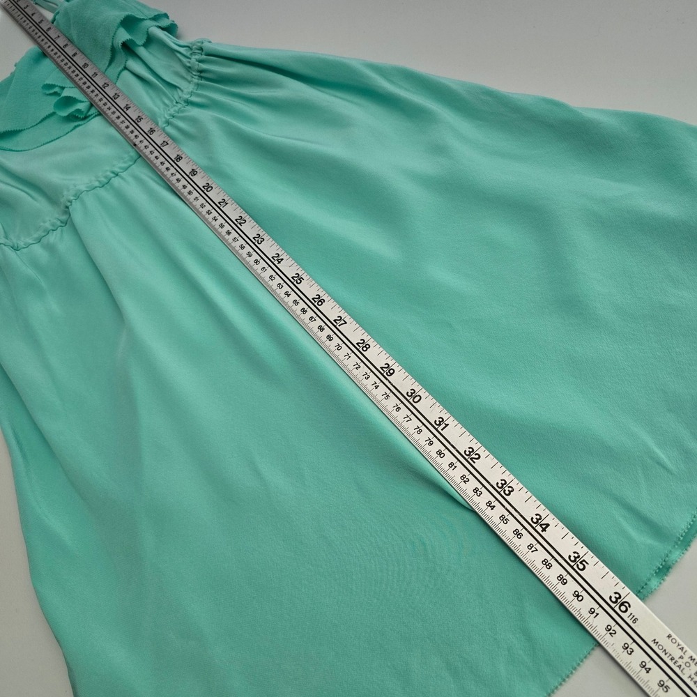 Wilfred Women's Aquamarine 100% Silk Ruffle Mini Slip Spaghetti Straps Dress S - Picture 11 of 11